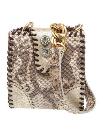 Pre-owned Pinko Snakeskin Clutch In Neutral
