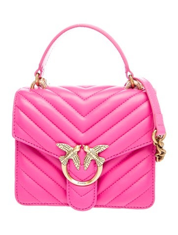Pre-owned Pinko Leather Top Handle Bag In Pink