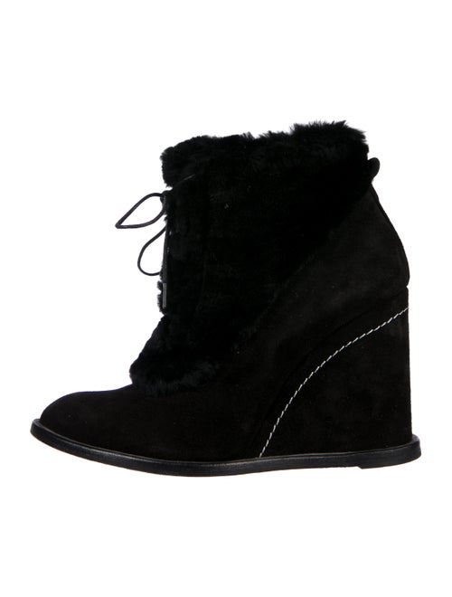 Paloma Barceló Suede Wedge Ankle Boots Black