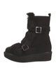 Paloma Barceló Suede Fur Trim Lace-Up Boots