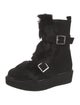 Paloma Barceló Suede Fur Trim Lace-Up Boots