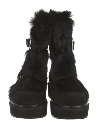 Paloma Barceló Suede Fur Trim Lace-Up Boots