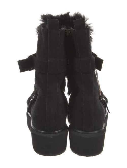 Paloma Barceló Suede Fur Trim Lace-Up Boots