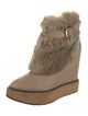 Paloma Barceló Leather Fur Trim Lace-Up Boots