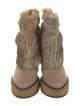 Paloma Barceló Leather Fur Trim Lace-Up Boots