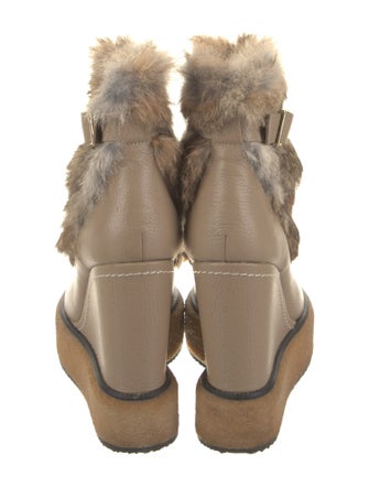 Paloma Barceló Leather Fur Trim Lace-Up Boots