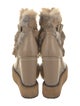 Paloma Barceló Leather Fur Trim Lace-Up Boots