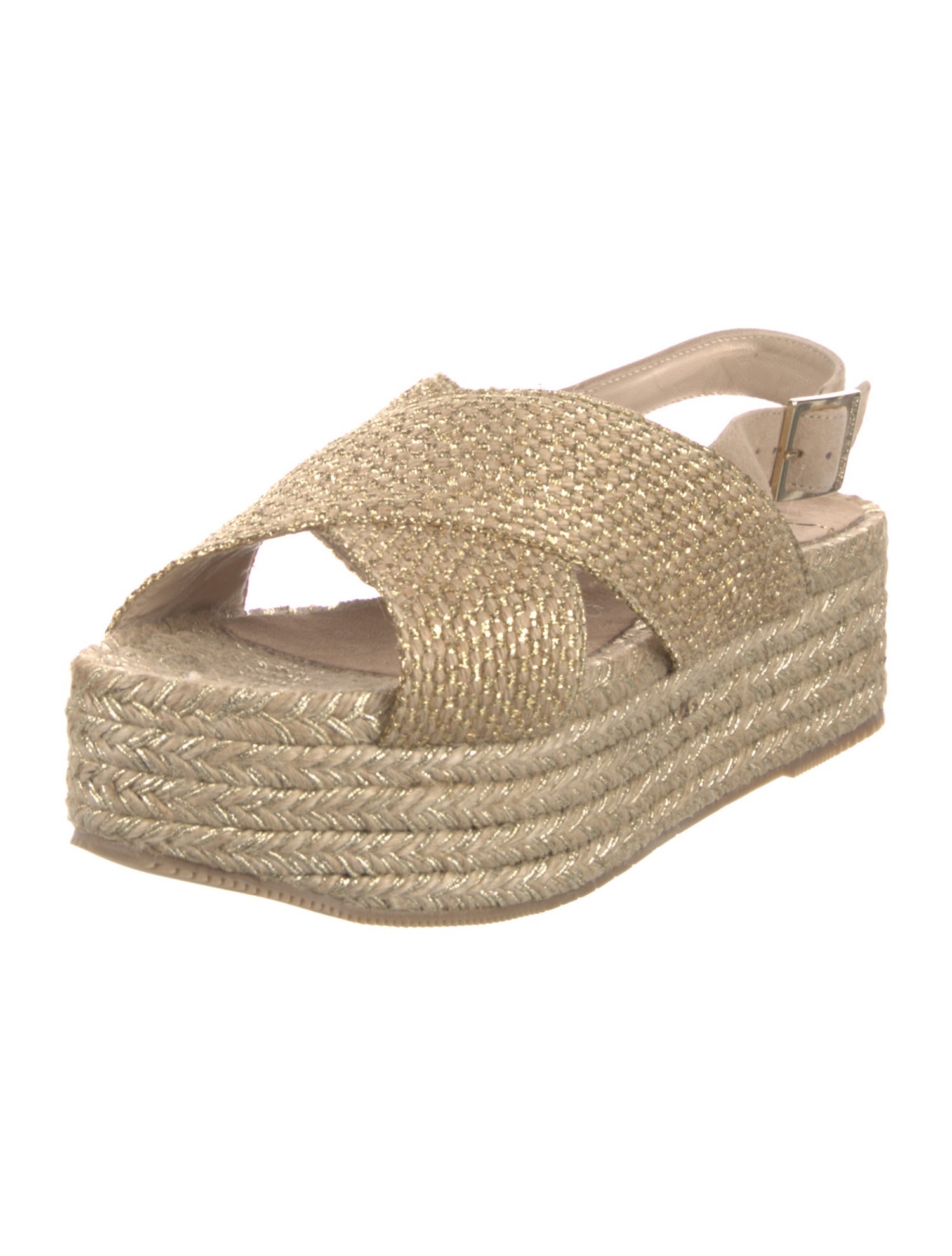 Paloma Barceló Straw Glitter Accents Espadrilles