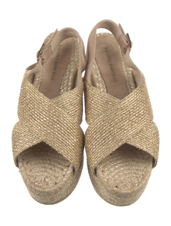 Paloma Barceló Straw Glitter Accents Espadrilles
