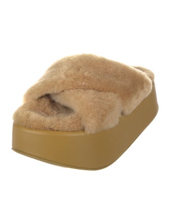 Paloma Barceló Leather Fur Trim Slides