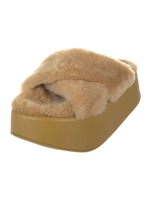 Paloma Barceló Leather Fur Trim Slides