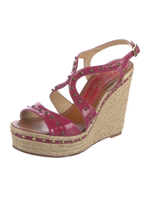 Paloma Barceló Patent Leather Studded Accents Espadrilles
