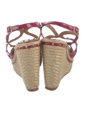 Paloma Barceló Patent Leather Studded Accents Espadrilles