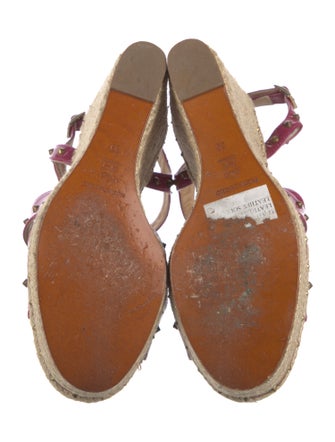 Paloma Barceló Patent Leather Studded Accents Espadrilles