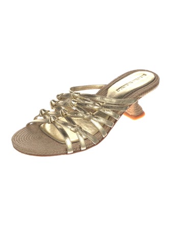 Paloma Barceló Leather Cutout Accent Slides