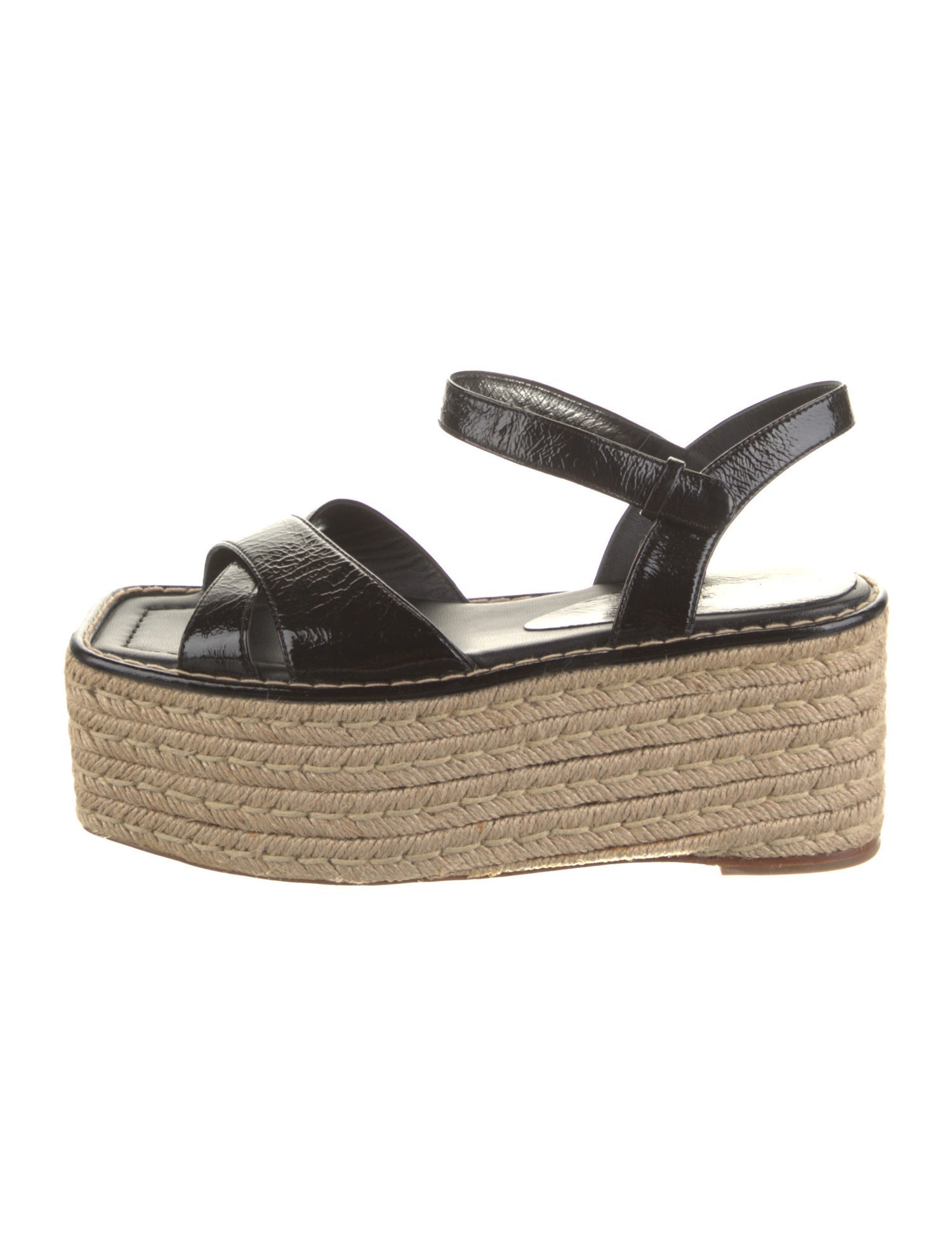 Paloma Barceló Patent Leather Colorblock Pattern Espadrilles