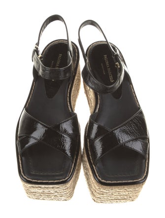 Paloma Barceló Patent Leather Colorblock Pattern Espadrilles