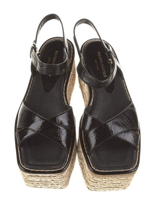 Paloma Barceló Patent Leather Colorblock Pattern Espadrilles