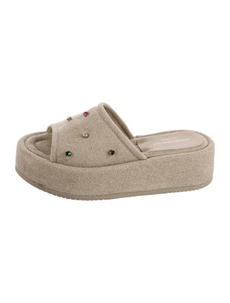 Paloma Barceló Canvas Crystal Embellishments Espadrilles