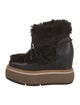 Paloma Barceló Leather Fur Trim Lace-Up Boots