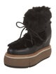 Paloma Barceló Leather Fur Trim Lace-Up Boots