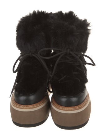 Paloma Barceló Leather Fur Trim Lace-Up Boots