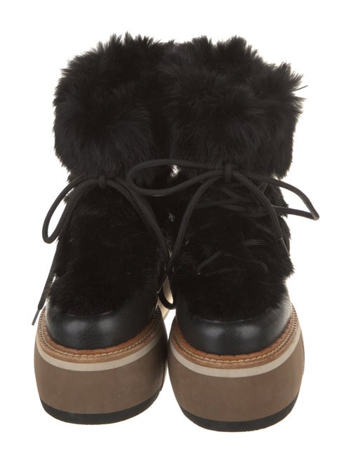 Paloma Barceló Leather Fur Trim Lace-Up Boots
