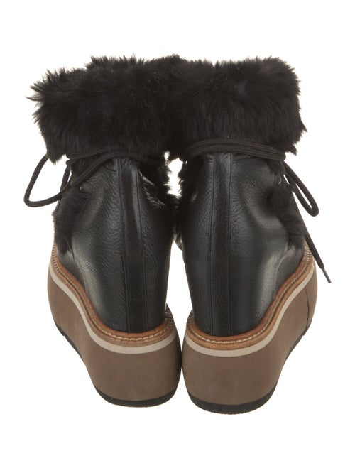 Paloma Barceló Leather Fur Trim Lace-Up Boots