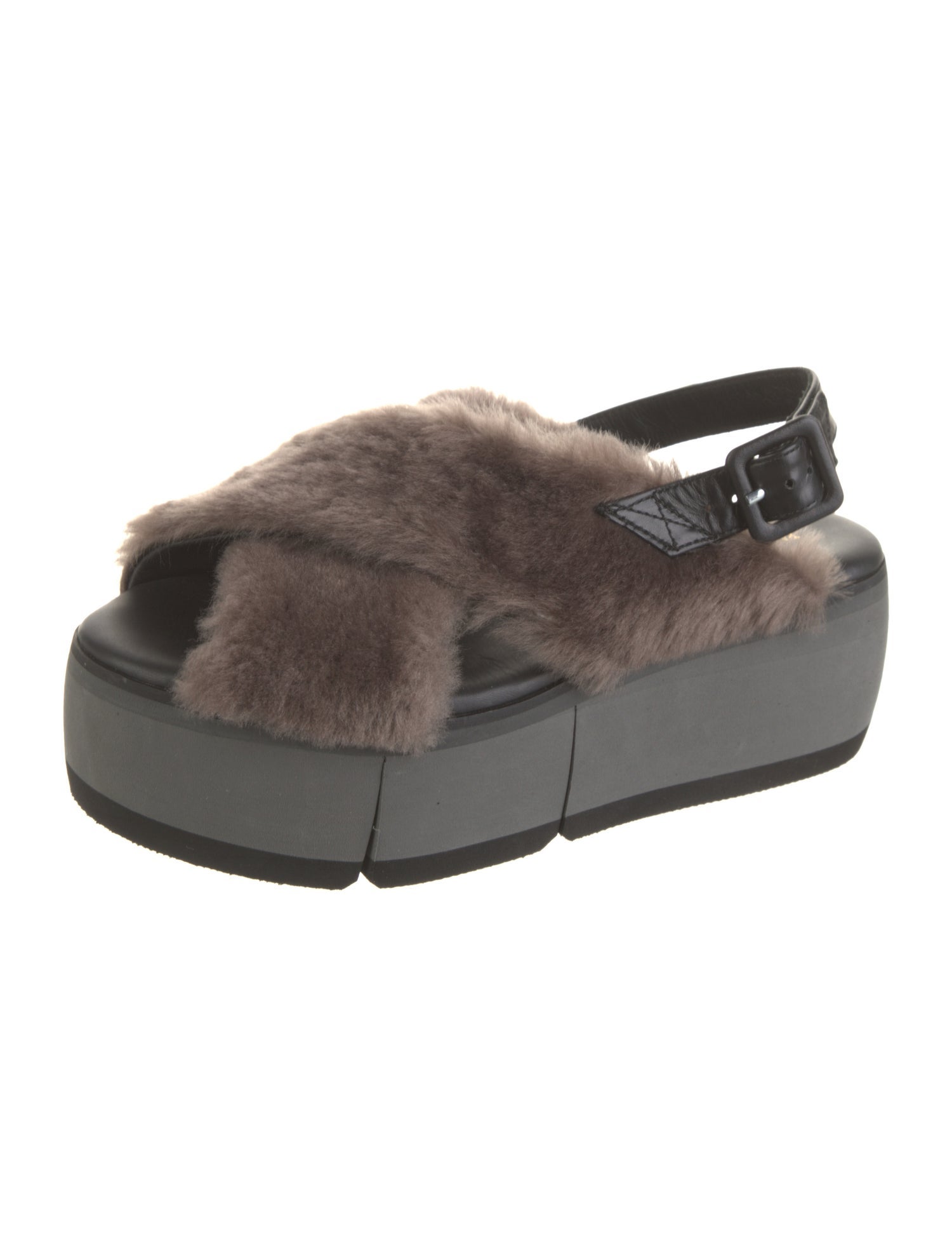 Paloma Barceló Faux Fur Slingback Sandals