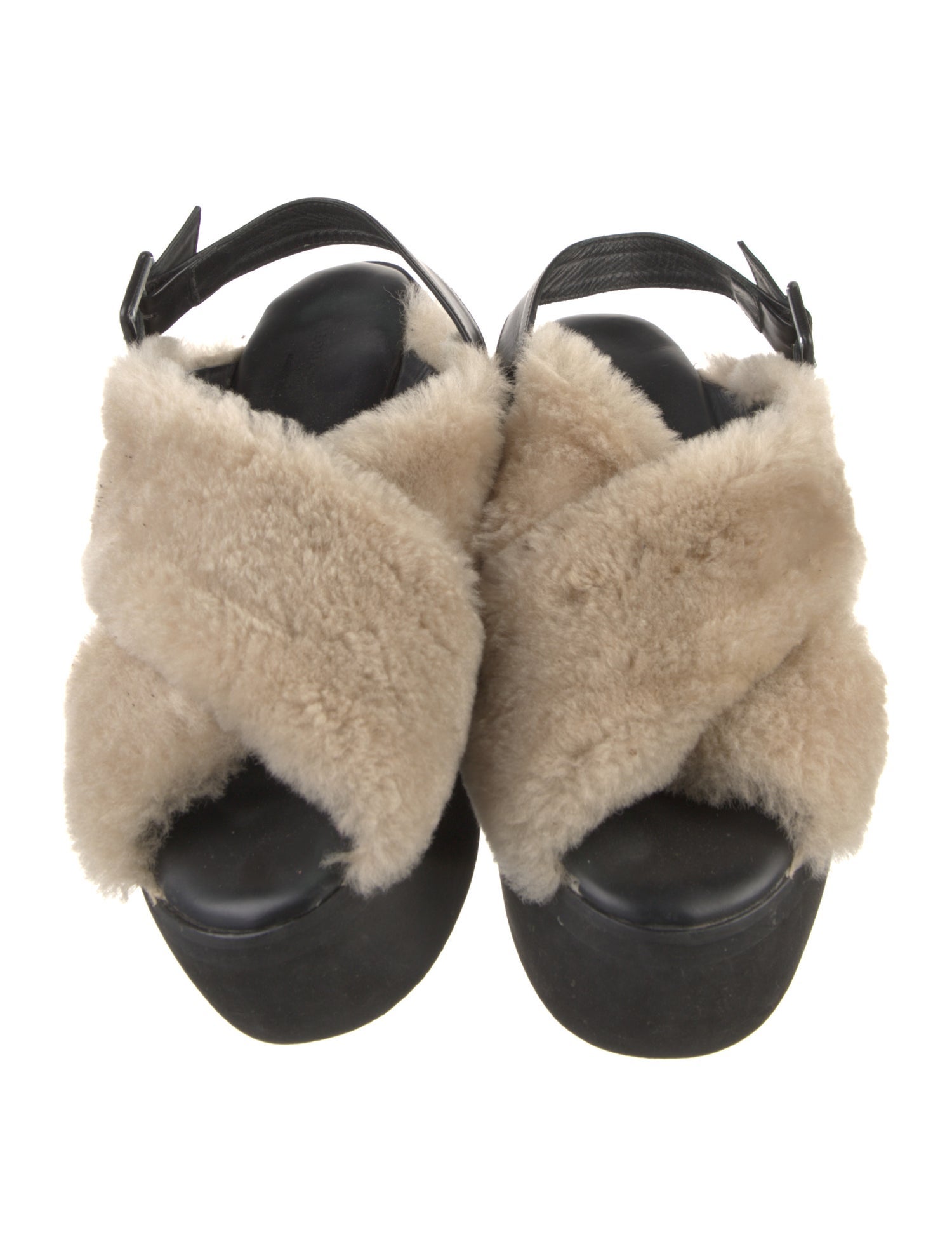 Paloma Barceló Shearling Colorblock Pattern Slingback Sandals