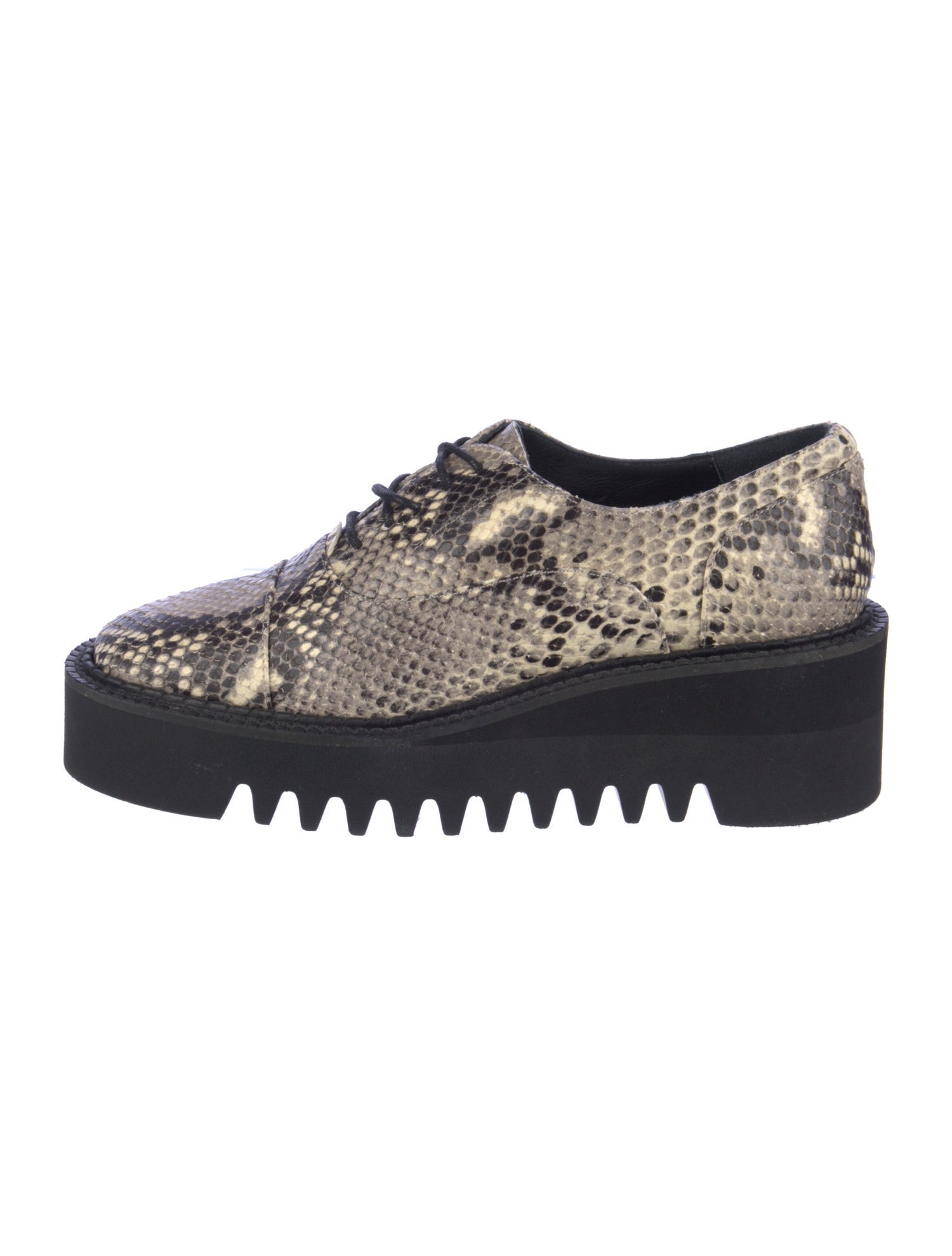 Paloma Barceló Embossed Leather Animal Print Wedge Sneakers