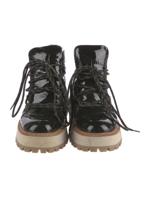 Paloma Barceló Patent Leather Colorblock Pattern Combat Boots