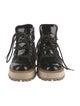 Paloma Barceló Patent Leather Colorblock Pattern Combat Boots
