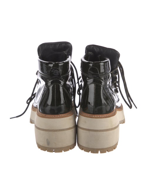 Paloma Barceló Patent Leather Colorblock Pattern Combat Boots