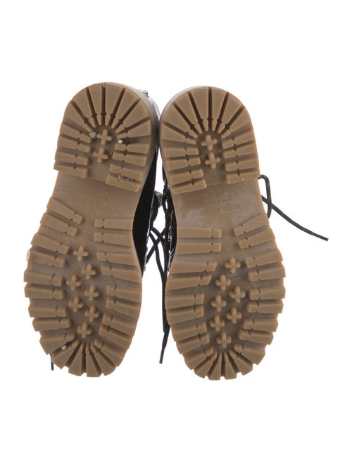 Paloma Barceló Patent Leather Colorblock Pattern Combat Boots