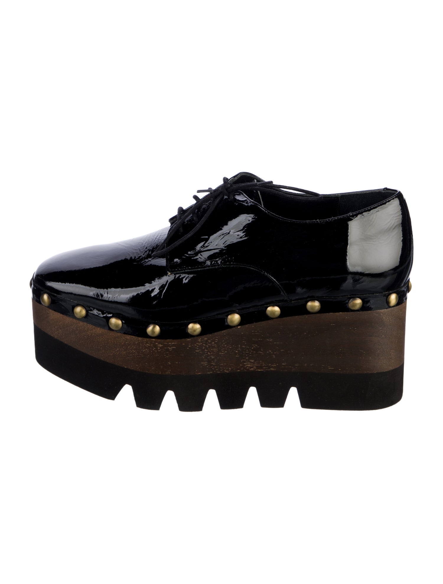 Paloma Barceló Patent Leather Colorblock Pattern Oxfords