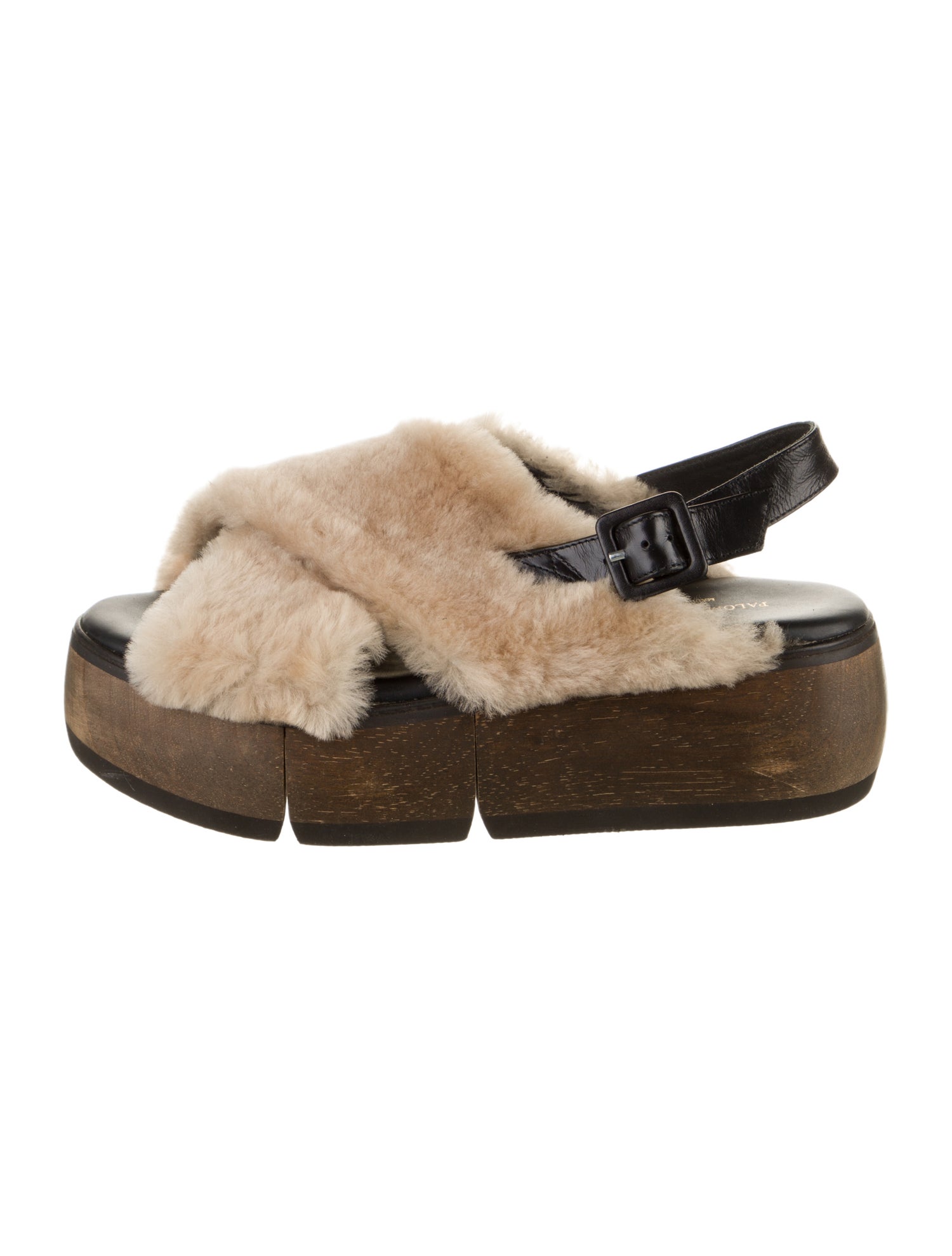 Paloma Barceló Shearling Patterned Slingback Sandals