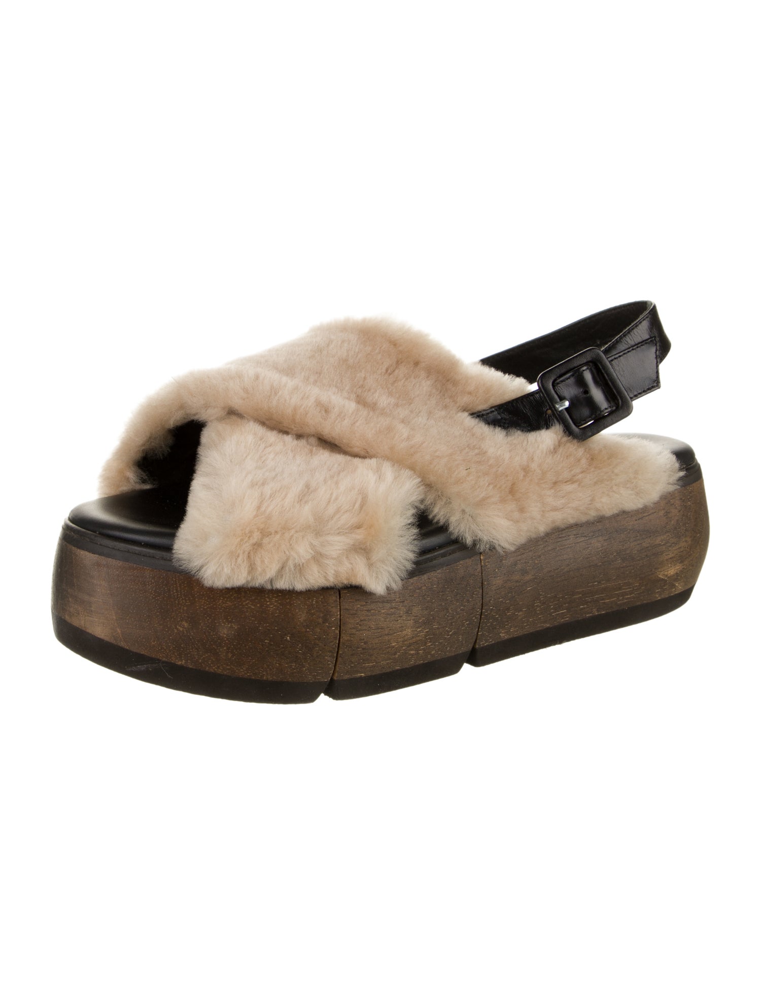 Paloma Barceló Shearling Patterned Slingback Sandals