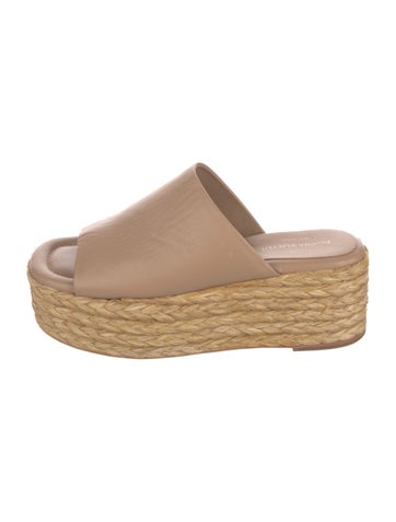 Pre-owned Paloma Barceló Leather Braided Accents Espadrilles In Neutral