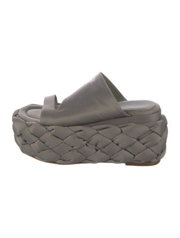 Pre-owned Paloma Barceló Satin Slides In Gray