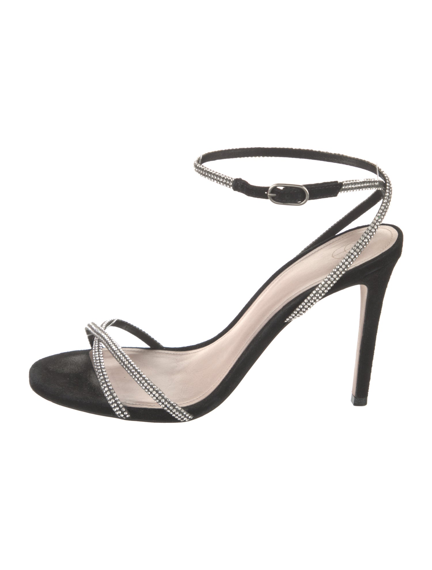 Porte & Paire Suede Crystal Embellishments Sandals