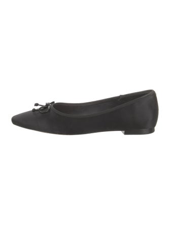 Porte & Paire Satin Bow Accents Ballet Flats