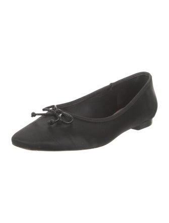 Porte & Paire Satin Bow Accents Ballet Flats