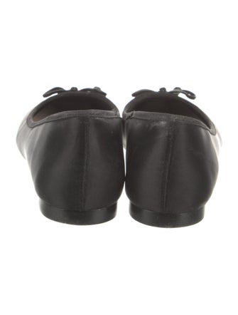Porte & Paire Satin Bow Accents Ballet Flats