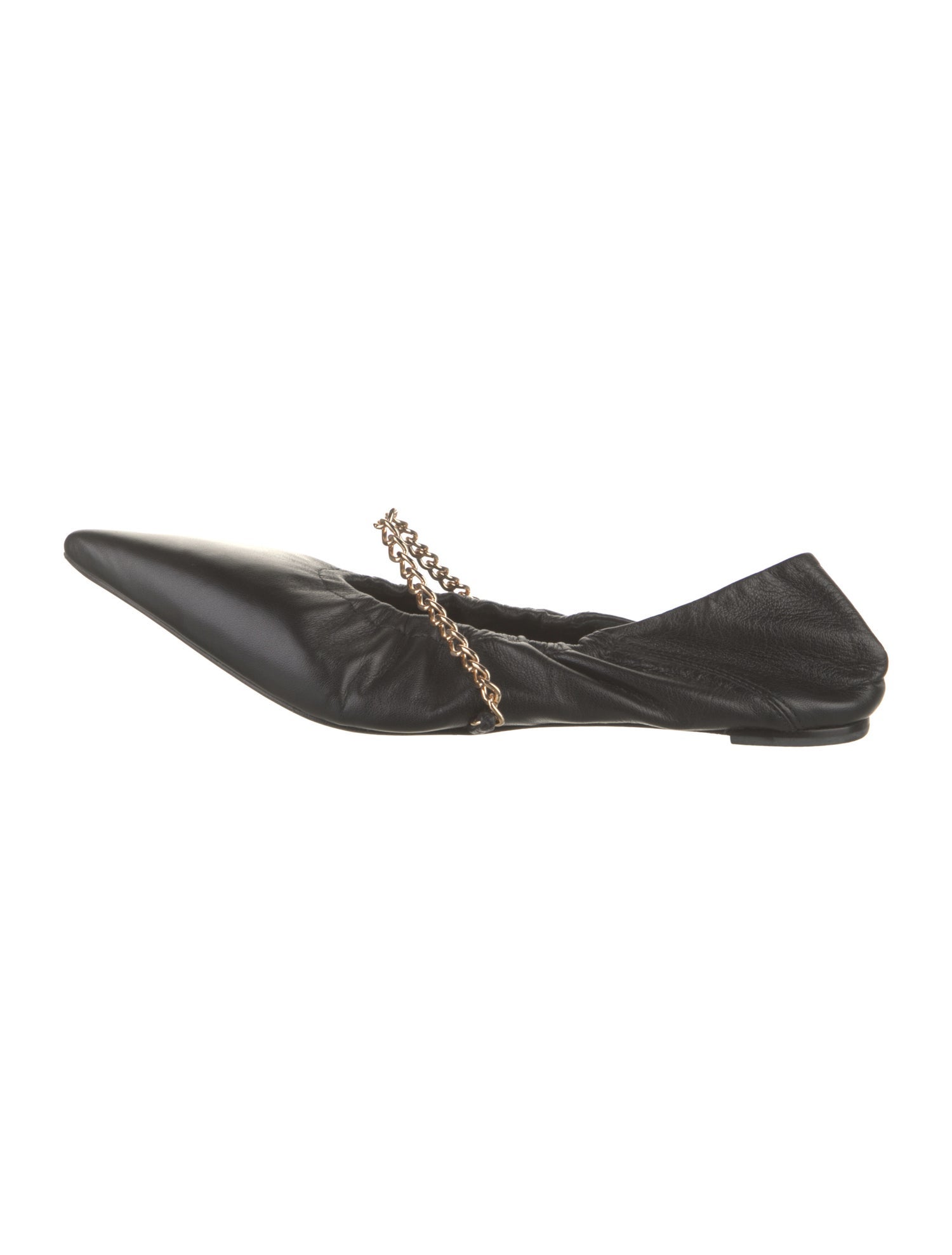 Porte & Paire Leather Chain-Link Accents Ballet Flats