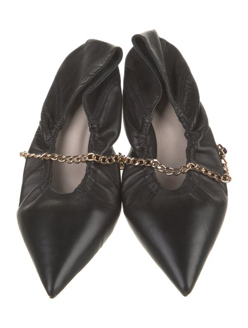 Porte & Paire Leather Chain-Link Accents Ballet Flats