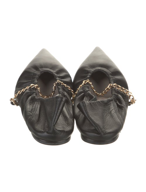Porte & Paire Leather Chain-Link Accents Ballet Flats