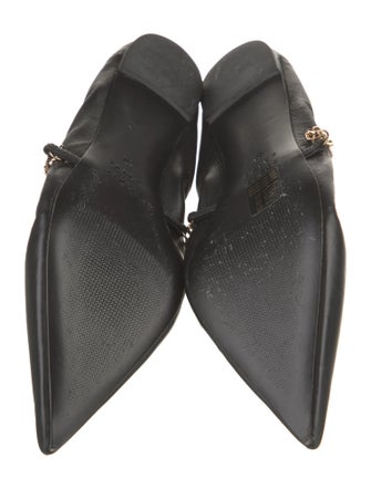 Porte & Paire Leather Chain-Link Accents Ballet Flats