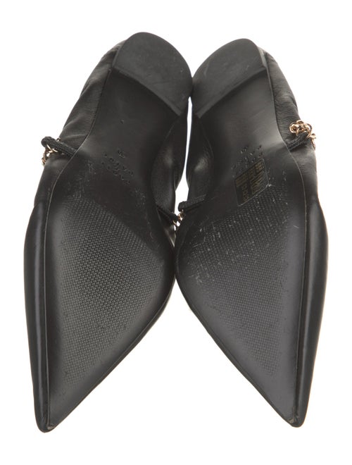 Porte & Paire Leather Chain-Link Accents Ballet Flats