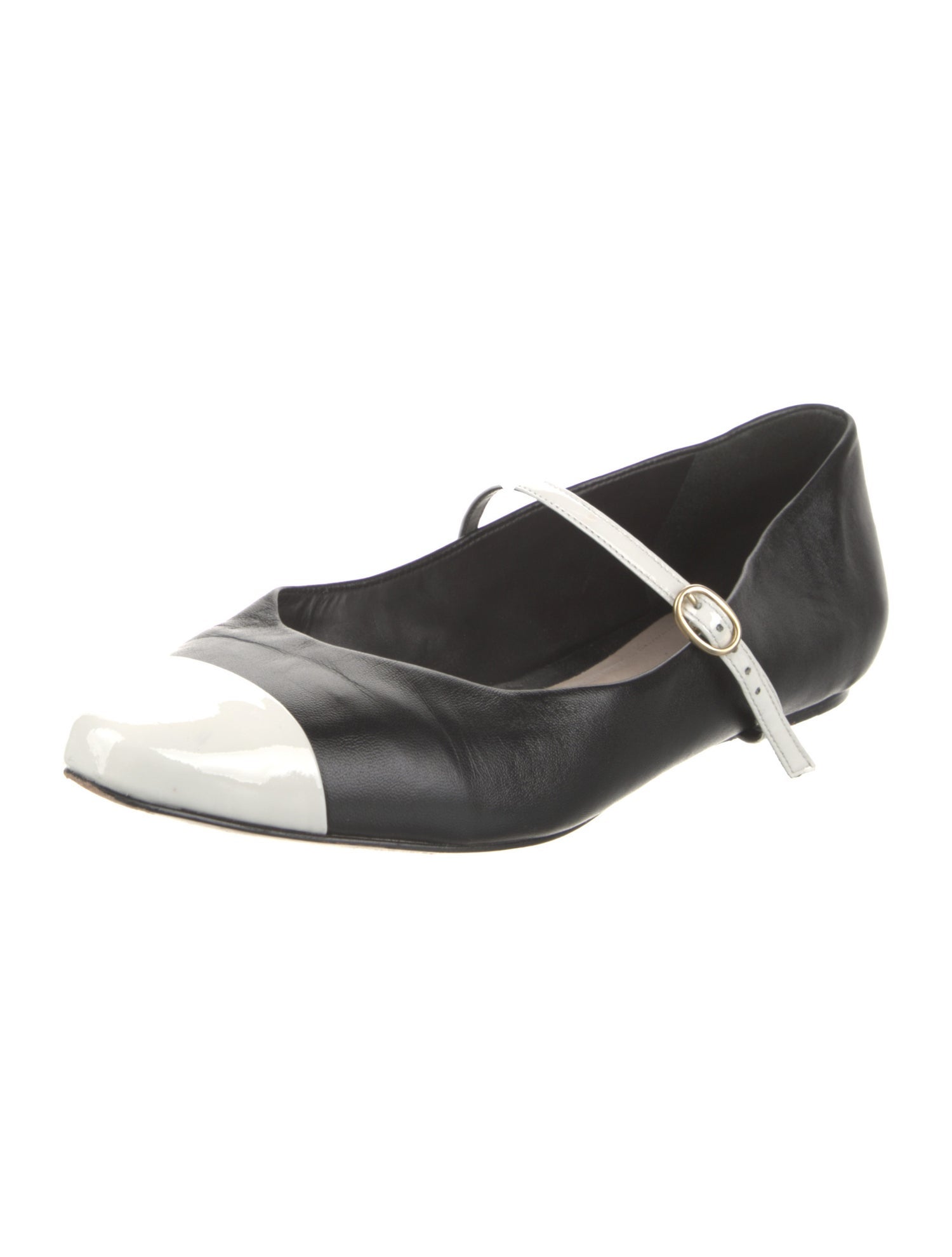 Porte & Paire Leather Mary Jane Flats